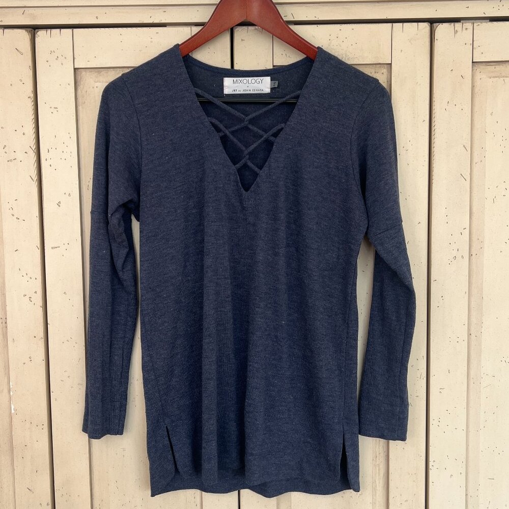 Jet by John Eshaya Navy Crisscross Tunic, Exclusive, Size Small